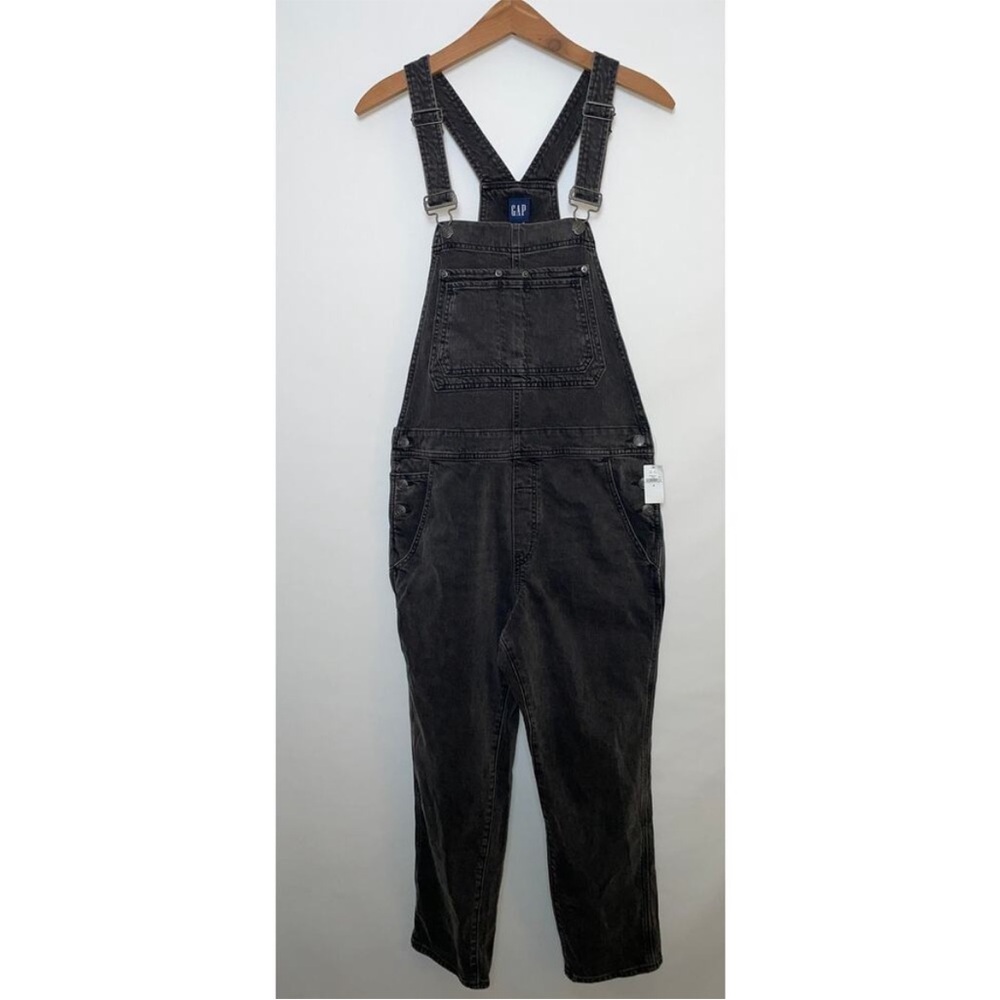 GAP Slouchy Denim Overalls in Washed Black